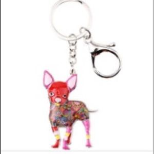 Cute Chihuahua Dog Key Chain Keychain Ring
